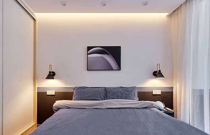 成都大晶装饰公司蓝灰色高级公寓次卧室装修案例效果图